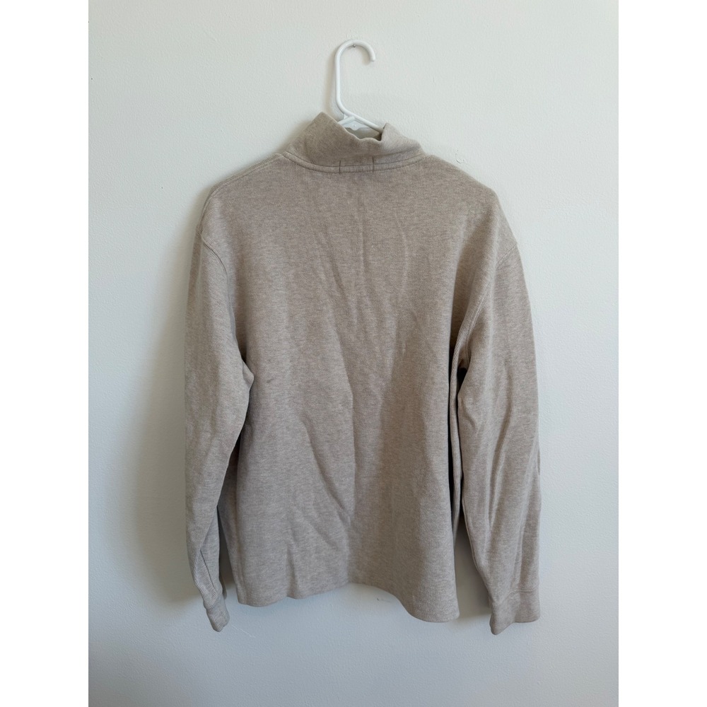 Polo Ralph Lauren Mens Quarter Zip Pullover Sweater Oatmeal Heather Beige Large - Picture 2 of 3